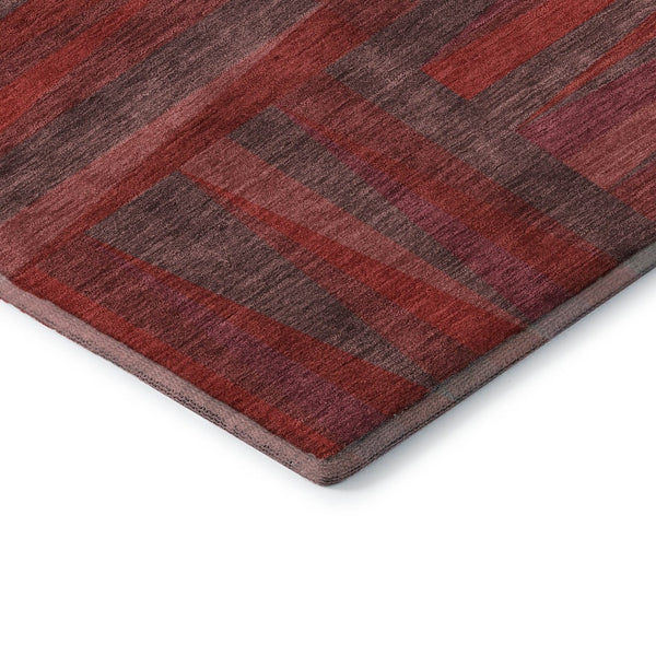 HomeRoots 8' X 10' Red And Burgundy Geometric Washable Area Rug - UV Protected, Stain Resistant, Easy Care! 679460
