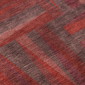 HomeRoots 8' X 10' Red And Burgundy Geometric Washable Area Rug - UV Protected, Stain Resistant, Easy Care! 679460