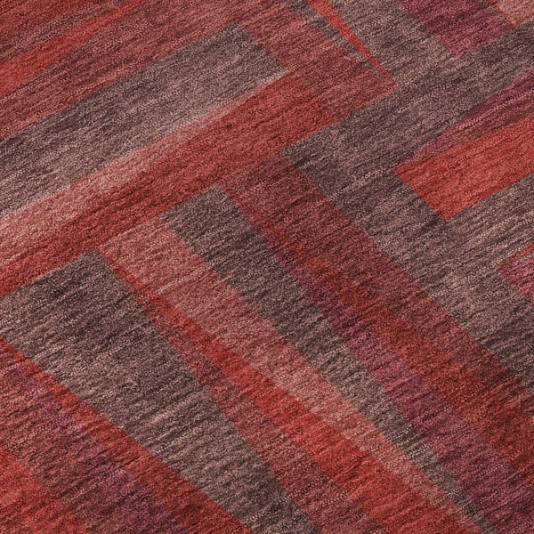 HomeRoots 8' X 10' Red And Burgundy Geometric Washable Area Rug - UV Protected, Stain Resistant, Easy Care! 679460