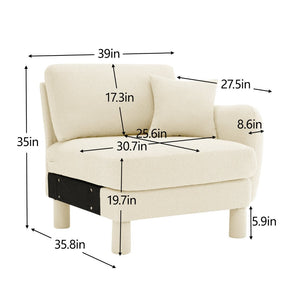 English Elm Lucas Boucle Upholstered Sofa with Curved Arms and Toss Pillows for Modern Living W3041P337282