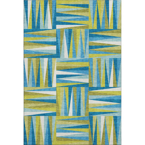 HomeRoots 10' X 14' Teal Green & Ivory Geometric Area Rug - Stylish, Washable, UV-Protected for Any Space! 679468