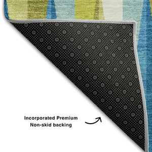 HomeRoots 10' X 14' Teal Green & Ivory Geometric Area Rug - Stylish, Washable, UV-Protected for Any Space! 679468
