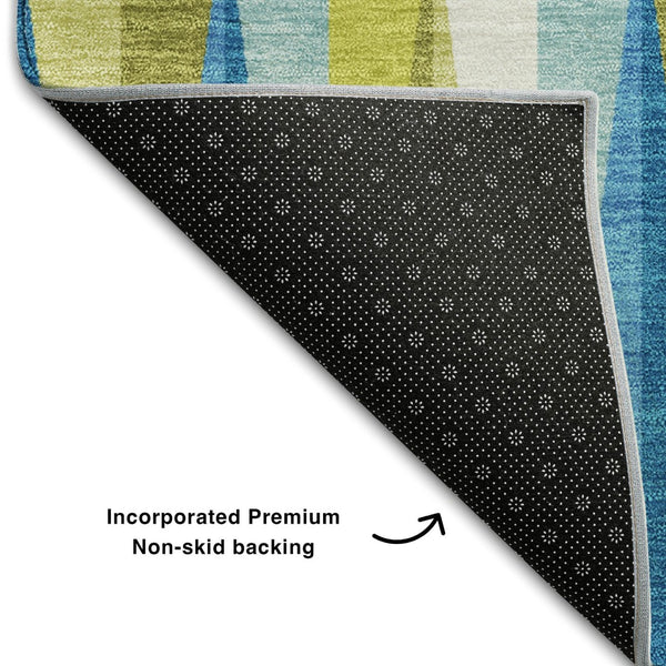 HomeRoots 10' X 14' Teal Green & Ivory Geometric Area Rug - Stylish, Washable, UV-Protected for Any Space! 679468
