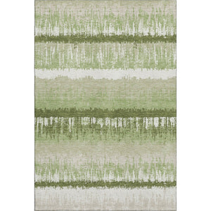 HomeRoots 5' X 8' Artichoke Green Striped Area Rug - Washable, UV Protected, Stain Resistant for Busy Homes 679470