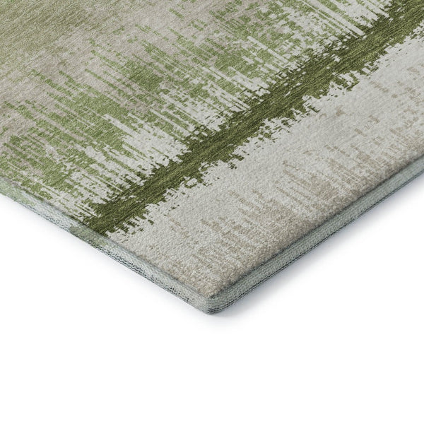 HomeRoots 5' X 8' Artichoke Green Striped Area Rug - Washable, UV Protected, Stain Resistant for Busy Homes 679470