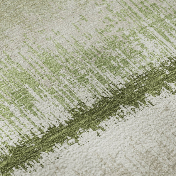 HomeRoots 5' X 8' Artichoke Green Striped Area Rug - Washable, UV Protected, Stain Resistant for Busy Homes 679470