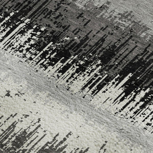 HomeRoots 5' X 8' Black, Ivory & Gray Striped Washable Area Rug - Durable, UV Protected & Stain Resistant! 679476