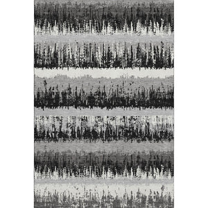 HomeRoots 10' X 14' Black Ivory Gray Striped Washable Area Rug - Stain Resistant, UV Protected, Durable Design 679480