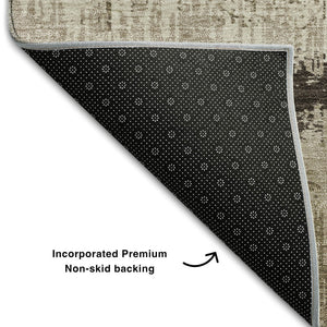 HomeRoots 8' X 10' Washable Striped Area Rug in Brown, Beige & Ivory – UV Protected, Durable & Stylish Decor Piece 679484