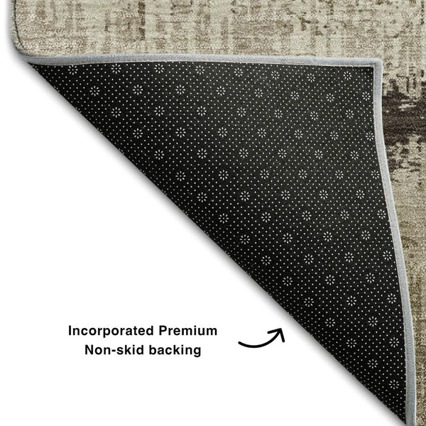 HomeRoots 8' X 10' Washable Striped Area Rug in Brown, Beige & Ivory – UV Protected, Durable & Stylish Decor Piece 679484