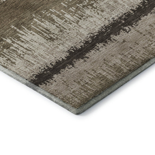 HomeRoots 8' X 10' Washable Striped Area Rug in Brown, Beige & Ivory – UV Protected, Durable & Stylish Decor Piece 679484
