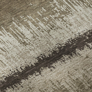 HomeRoots 8' X 10' Washable Striped Area Rug in Brown, Beige & Ivory – UV Protected, Durable & Stylish Decor Piece 679484
