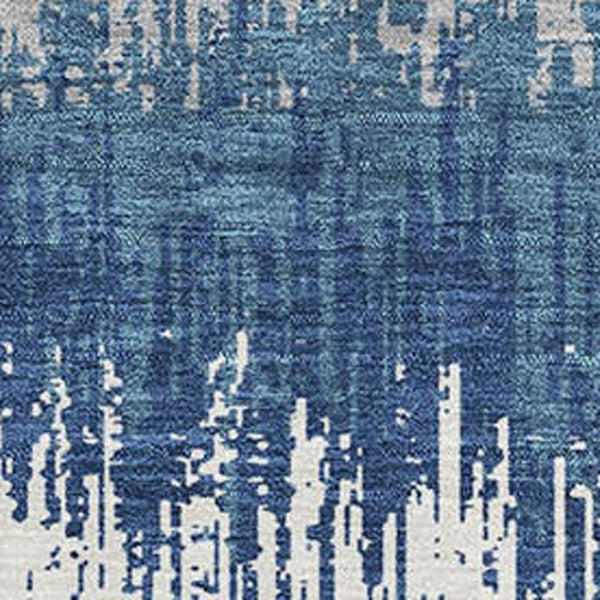 HomeRoots 5' X 8' Coastal-Inspired Blue, Ivory & Gray Striped Washable Area Rug with UV & Stain Protection 679488