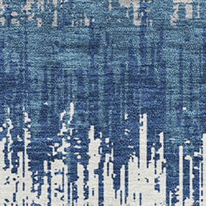 HomeRoots 10' X 14' Stylish Blue Ivory Gray Striped Washable Area Rug with UV Protection for Indoor & Outdoor Use 679492