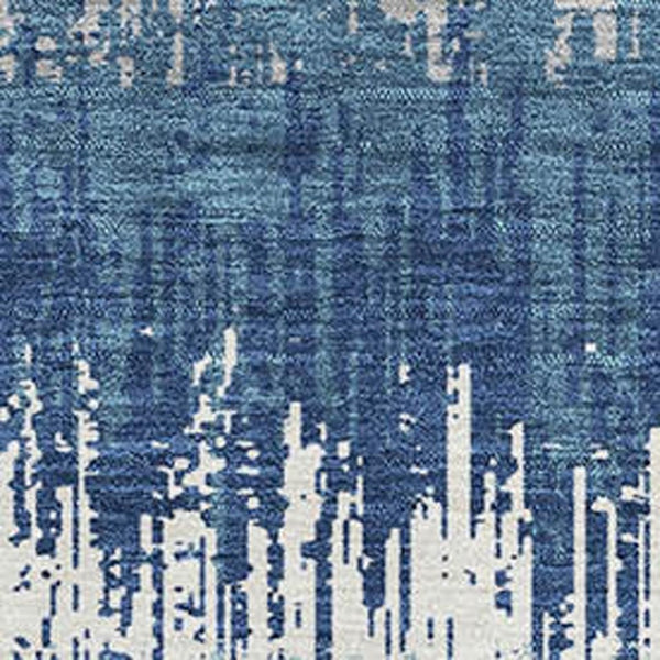 HomeRoots 10' X 14' Stylish Blue Ivory Gray Striped Washable Area Rug with UV Protection for Indoor & Outdoor Use 679492