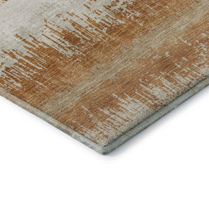 HomeRoots 8' Washable Round Rug in Copper, Beige & Ivory Stripes – Durable, UV-Protected & Stain-Resistant Design 679495