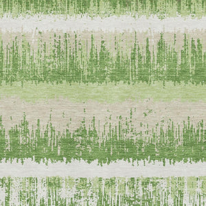 HomeRoots 5' X 8' Striped Area Rug in Green, Ivory, and Beige - Washable, UV Protected, Ideal for Busy Homes 679500