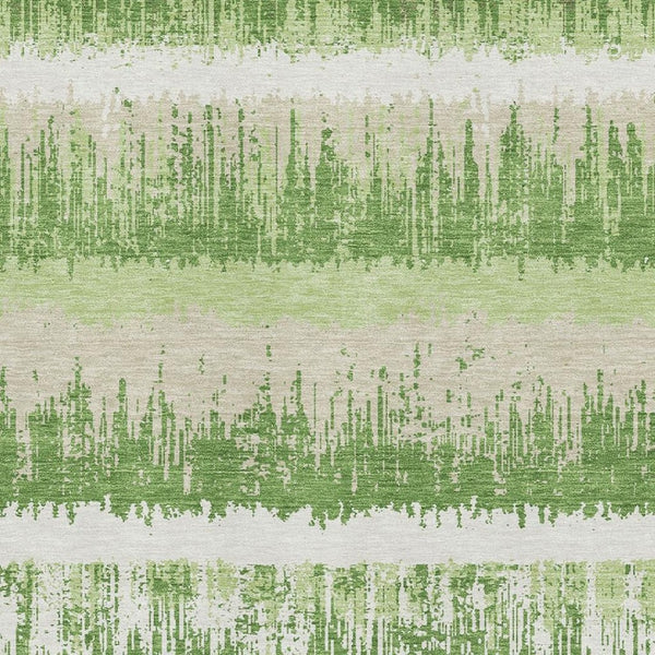 HomeRoots 5' X 8' Striped Area Rug in Green, Ivory, and Beige - Washable, UV Protected, Ideal for Busy Homes 679500