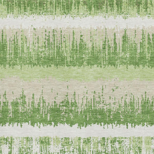 HomeRoots 8' X 10' Striped Area Rug in Green, Ivory & Beige – Washable, UV-Protected, Perfect for Busy Spaces! 679502
