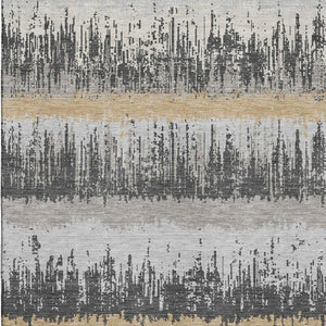 HomeRoots 5' X 8' Washable Gray Silver Charcoal Striped Area Rug with UV Protection for High-Traffic Areas 679512