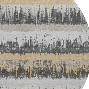 HomeRoots 8' Washable Round Rug in Gray, Silver & Charcoal Stripes - UV Protected, Durable for Family Spaces 679513