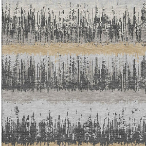 HomeRoots 8' X 10' Gray Silver Charcoal Striped Area Rug - Washable, UV-Protected, Durable & Stylish Home Décor 679514