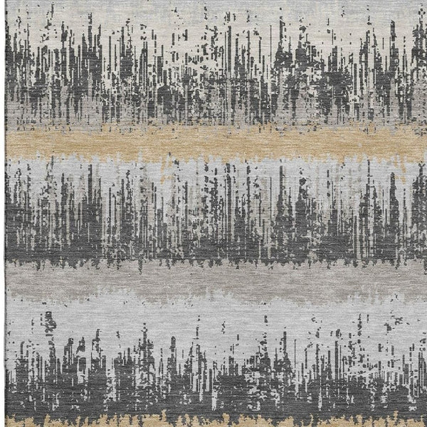 HomeRoots 8' X 10' Gray Silver Charcoal Striped Area Rug - Washable, UV-Protected, Durable & Stylish Home Décor 679514