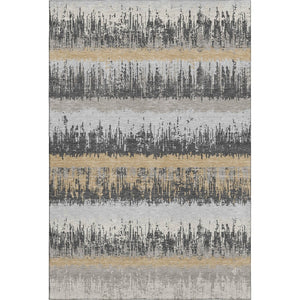 HomeRoots 9' X 12' Stylish Gray Silver Charcoal Striped Area Rug - Durable, UV Protected, Easy Care, Versatile 679515