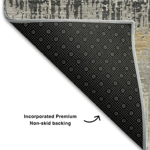 HomeRoots 9' X 12' Stylish Gray Silver Charcoal Striped Area Rug - Durable, UV Protected, Easy Care, Versatile 679515