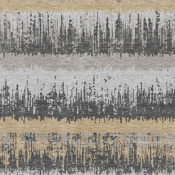 HomeRoots 9' X 12' Stylish Gray Silver Charcoal Striped Area Rug - Durable, UV Protected, Easy Care, Versatile 679515