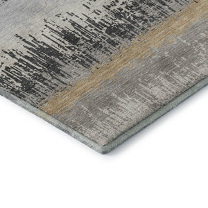 HomeRoots 10' Gray Silver Charcoal Striped Washable Area Rug with UV Protection - Perfect for High-Traffic Spaces! 679516