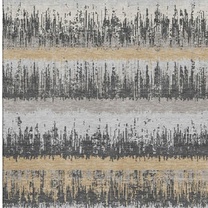 HomeRoots 10' Gray Silver Charcoal Striped Washable Area Rug with UV Protection - Perfect for High-Traffic Spaces! 679516