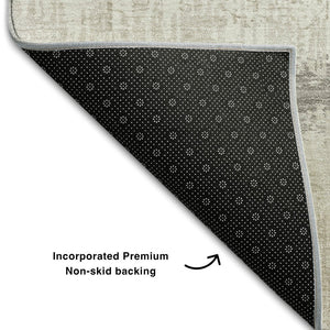 HomeRoots 5' X 8' Ivory Beige and Gray Striped Area Rug – Durable, Washable, Stain-Resistant, UV Protected! 679518