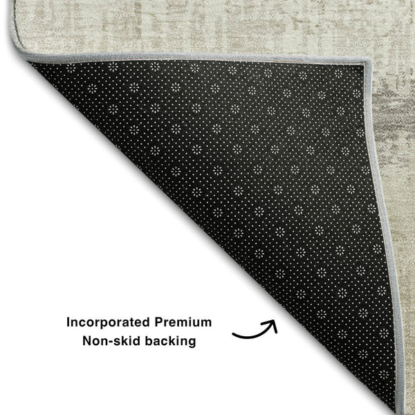 HomeRoots 5' X 8' Ivory Beige and Gray Striped Area Rug – Durable, Washable, Stain-Resistant, UV Protected! 679518