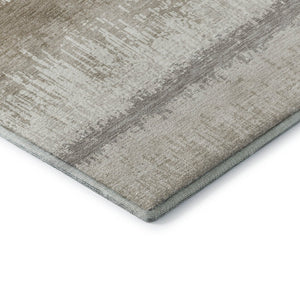 HomeRoots 9' X 12' Ivory Beige Gray Striped Washable Area Rug - Stain Resistant, UV Protected, Durable Design 679521