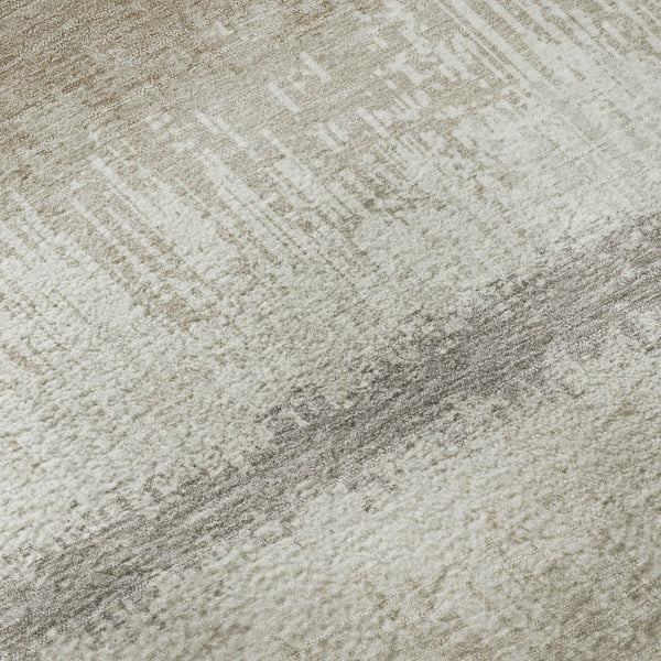 HomeRoots 10' X 14' Elegant Ivory Beige & Gray Striped Washable Area Rug with UV Protection for Busy Homes 679522