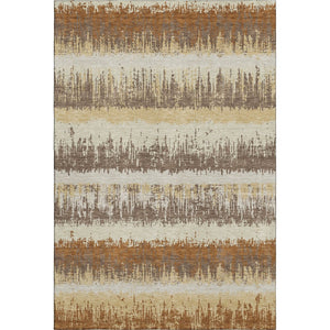 HomeRoots 9' X 12' Stylish Coffee Beige & Copper Striped Area Rug - Washable, UV Protected & Stain Resistant! 679527