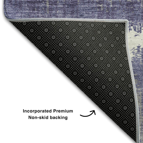 HomeRoots 5' X 8' Purple And Ivory Striped Area Rug - Washable, UV Protected, Stylish for Homes with Kids & Pets 679536