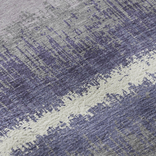 HomeRoots 5' X 8' Purple And Ivory Striped Area Rug - Washable, UV Protected, Stylish for Homes with Kids & Pets 679536