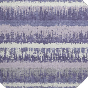 HomeRoots 8' Purple And Ivory Striped Washable Round Rug with UV Protection for High-Traffic Areas & Kids 679537