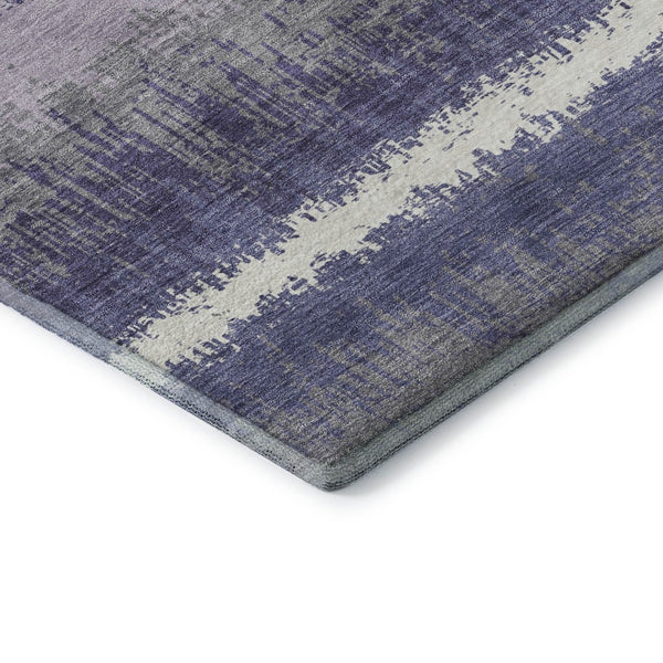 HomeRoots 9' X 12' Purple And Ivory Striped Area Rug - Washable, UV Protected, Stylish, and Family-Friendly! 679539
