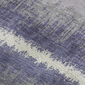 HomeRoots 9' X 12' Purple And Ivory Striped Area Rug - Washable, UV Protected, Stylish, and Family-Friendly! 679539