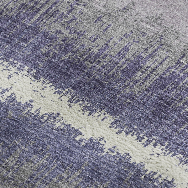 HomeRoots 9' X 12' Purple And Ivory Striped Area Rug - Washable, UV Protected, Stylish, and Family-Friendly! 679539