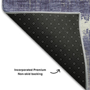 HomeRoots 10' X 14' Purple and Ivory Striped Washable Area Rug – Durable, Stain-Resistant with UV Protection! 679540