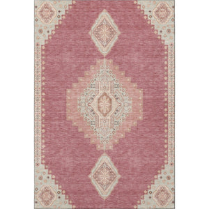 HomeRoots 5' X 8' Blush Gray & Pink Oriental Washable Area Rug - Stain Resistant, UV Protected, Soft & Stylish! 679548