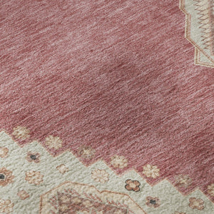 HomeRoots 8' Blush Gray and Pink Oriental Round Rug – Washable, UV Protected, Stylish & Practical for Any Space 679549