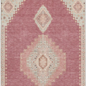HomeRoots 8' X 10' Blush Gray & Pink Oriental Area Rug - Stain-Resistant, UV Protected, Machine Washable Elegance 679550