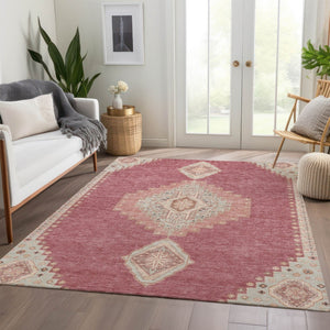 HomeRoots 9' X 12' Blush Gray and Pink Oriental Area Rug - Washable, Stain-Resistant, UV-Guarded Elegance! 679551