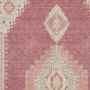 HomeRoots 9' X 12' Blush Gray and Pink Oriental Area Rug - Washable, Stain-Resistant, UV-Guarded Elegance! 679551