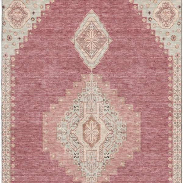 HomeRoots 9' X 12' Blush Gray and Pink Oriental Area Rug - Washable, Stain-Resistant, UV-Guarded Elegance! 679551